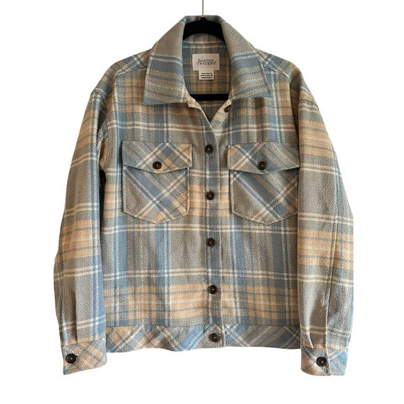 Boston Traders Shacket Shirt Jacket in Blue and Cream Plaid Size Small - Picture 1 of 9